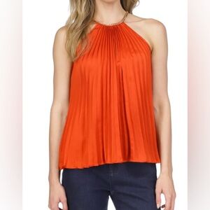 Elegant Orange Sleeveless Dress